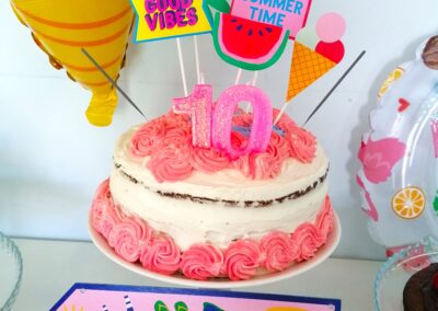 Festa piscina - comida e decoração