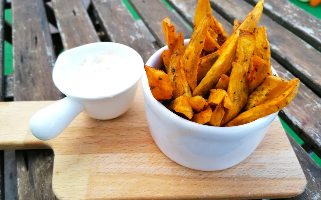 Receita de batata doce na airfryer (fritadeira de ar quente) – sem glúten